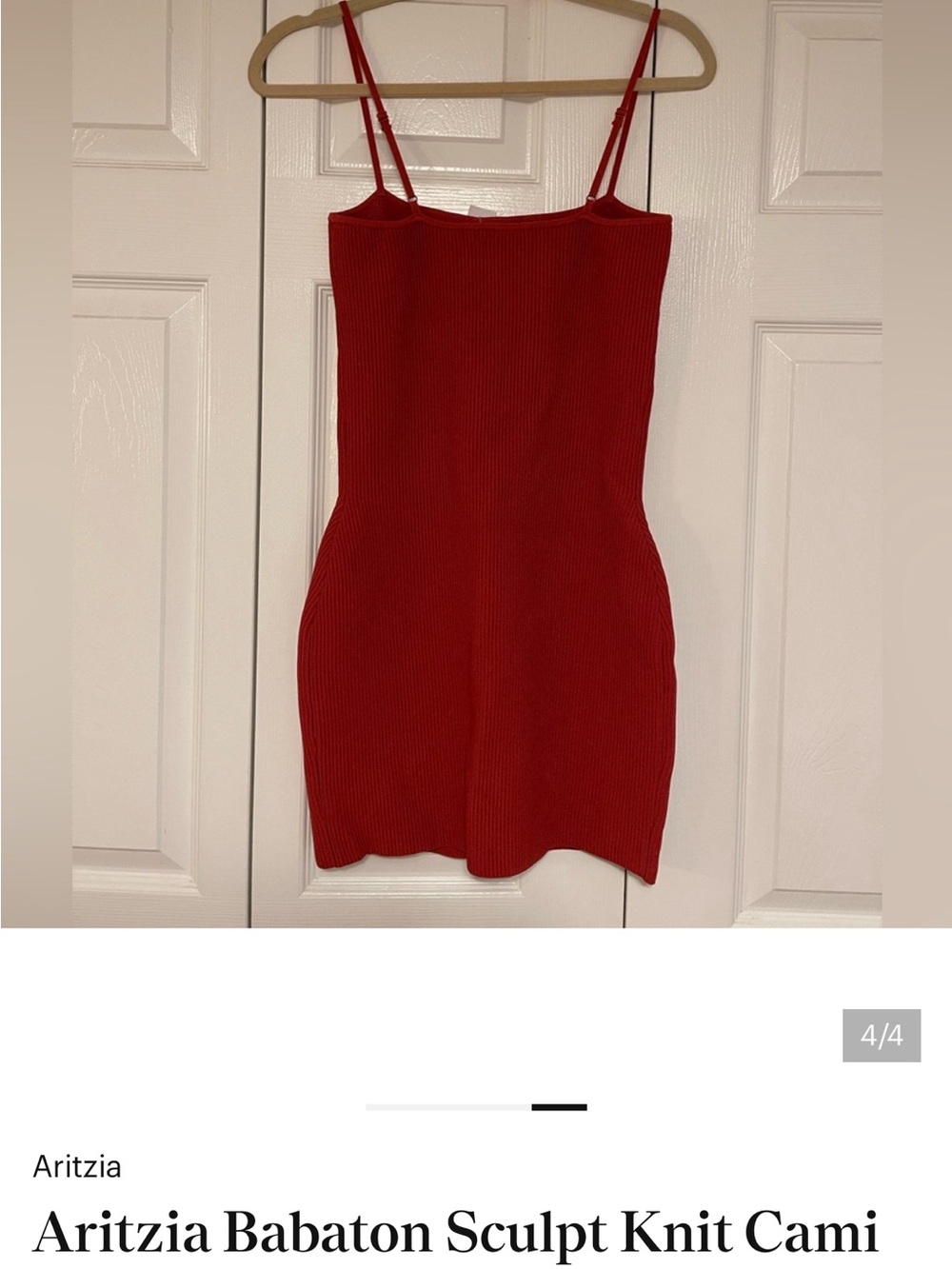 Aritzia Rust-Red Ribbed Spaghetti Strap Dress - Picture 5 of 5